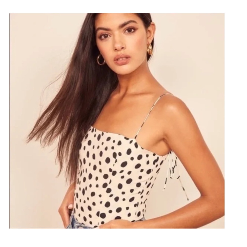 Reformation Black and White Polka Dot Camisole